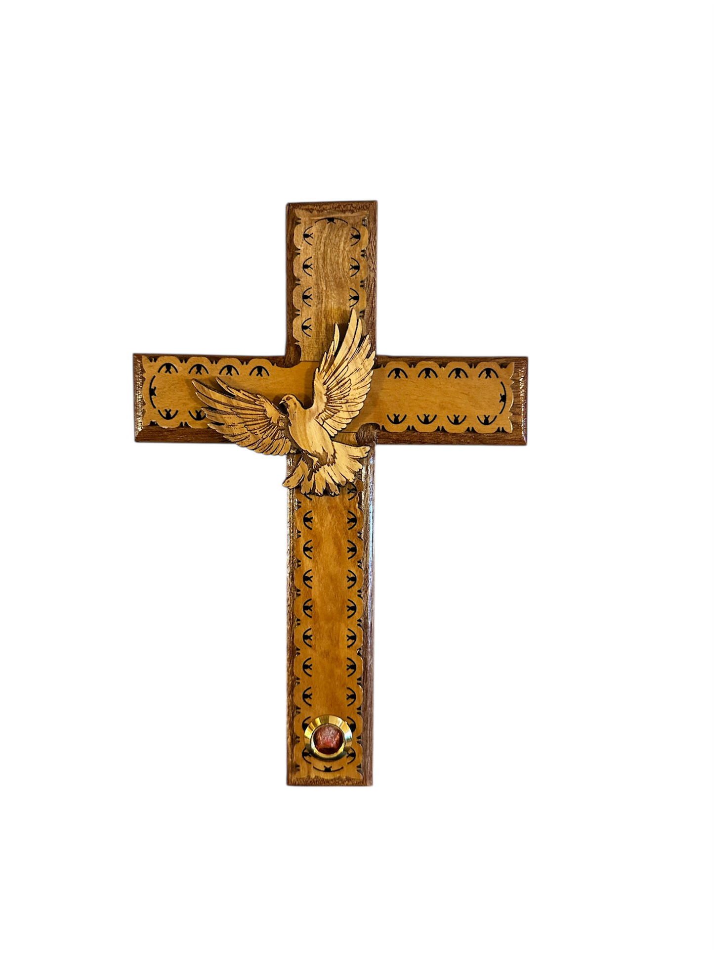 Olive Wood Cross w/ Holy Spirit